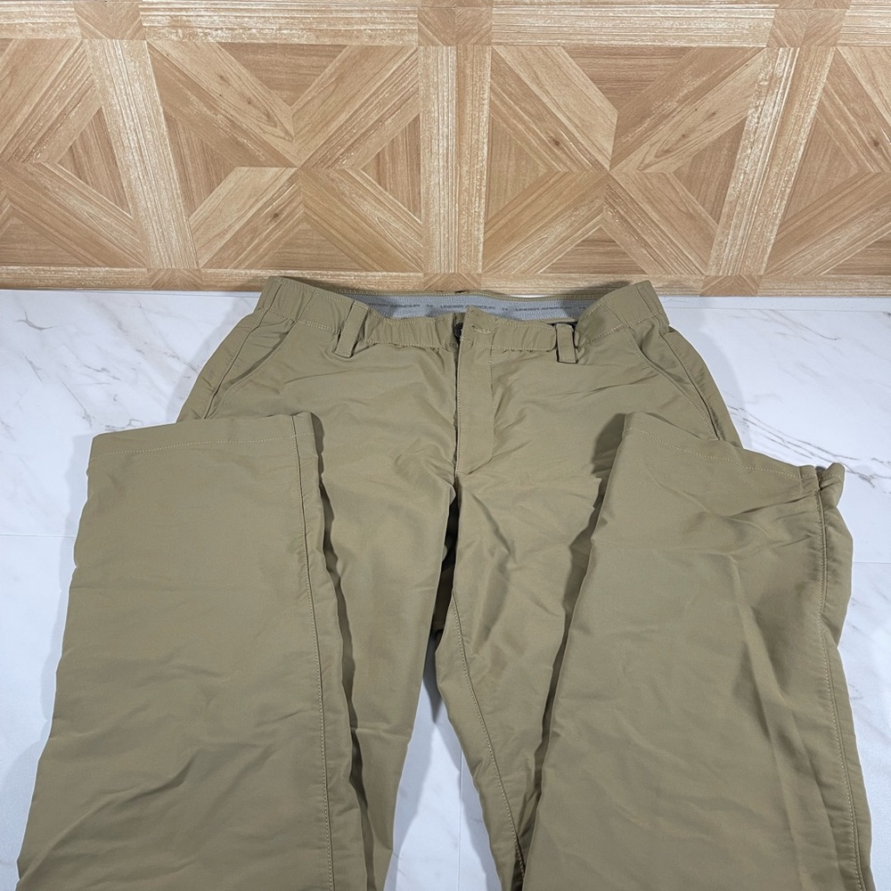 Under Armour Pants Men 36x32 Khaki Tan Golf Chino Flat Front Straight Match Play